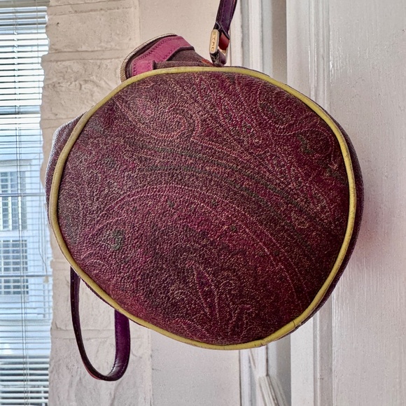 ETRO Papillon Shoulder Paisley Barrel Bag / Purse w/ Orange & Purple details EUC - Picture 10 of 13